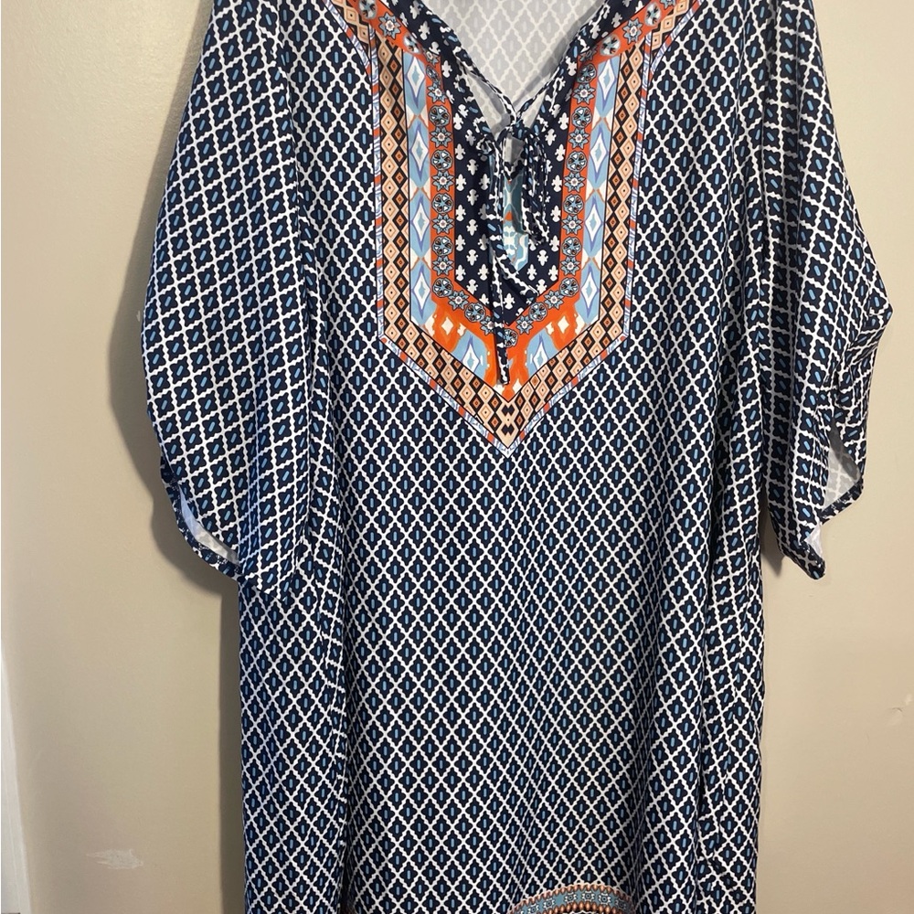 Elegant Navy and Orange Women's Tunic